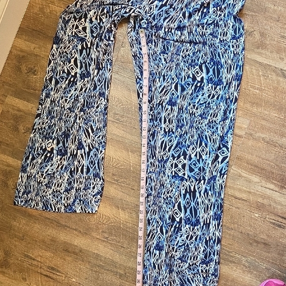 AB Studio Blue and White Geometric Wide Leg Pants Women's Size XL - Picture 6 of 9